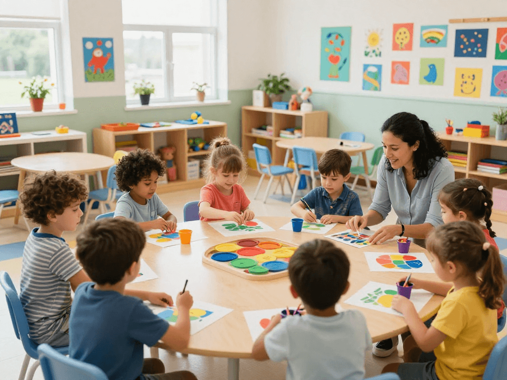 Engaging classroom at Pegasus International Preschool showcasing Kindergarten Singapore learning environment with children exploring and creating.
