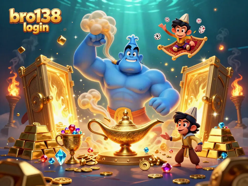Spin to win with bro138 login in a vibrant 3D casino world filled with treasures!