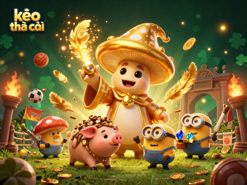 Engage with kèo nhà cái sports betting illustration featuring a magical wizard and treasure