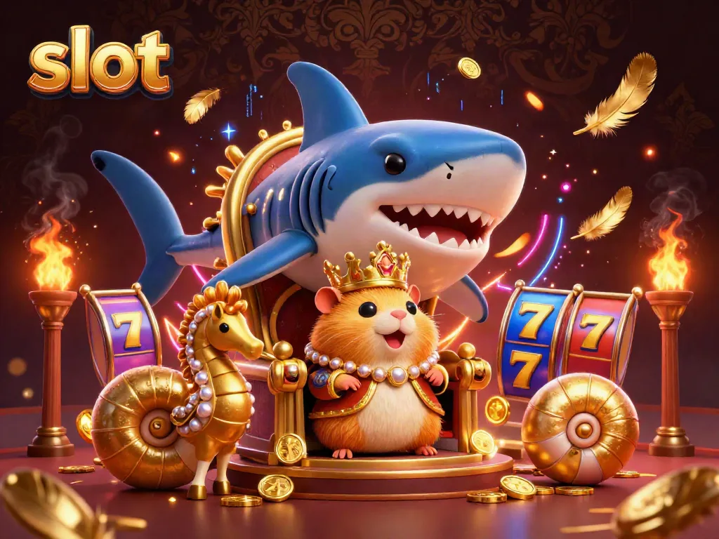 Spin to win big with slot games featuring a golden hamster king in a vibrant casino scene.