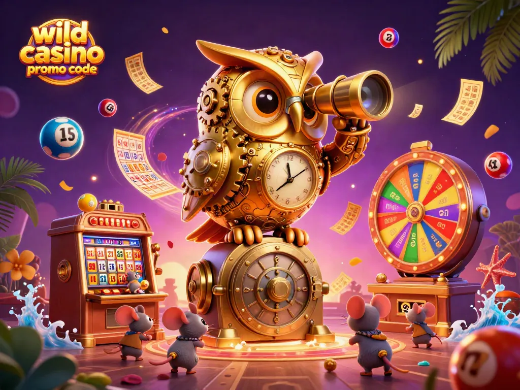 Experience thrilling action in casinos with the wild casino promo code in this vibrant 3D illustration.