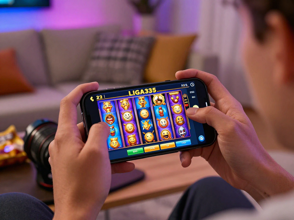 Aplikasi liga 335 yang digunakan untuk bermain game slot digital dengan grafis menarik dan suasana nyaman di rumah.