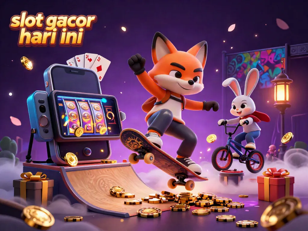 Engaging scene of vibrant slot gacor hari ini with playful characters and animated casino elements.