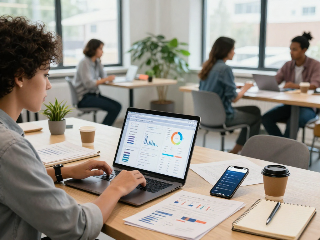 Purchase app installs in a modern marketing workspace with analytics analysis.