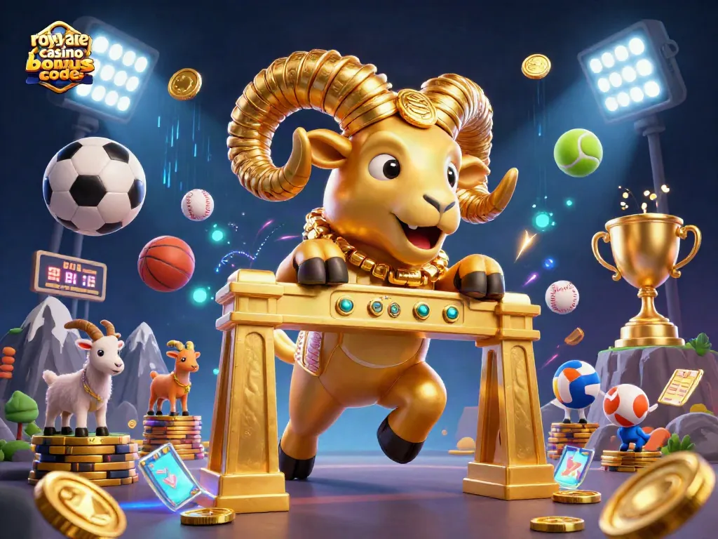 Engage with royal ace casino bonus codes as a golden ram charges through dynamic casino-themed elements.