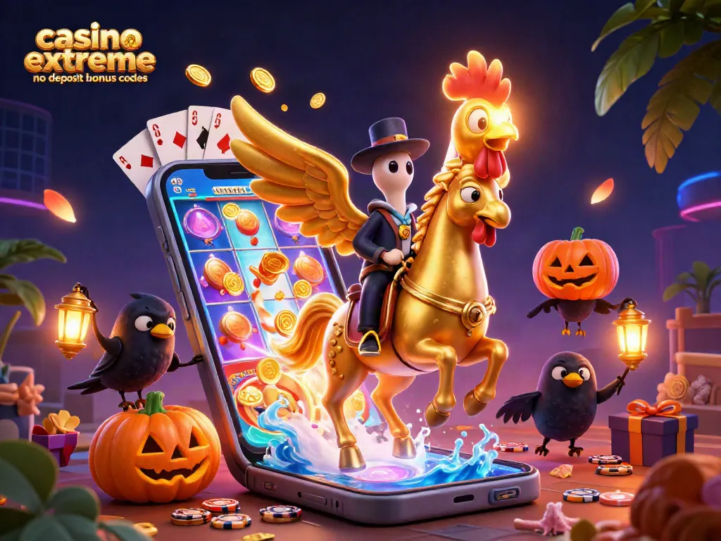 Playing with casino extreme no deposit bonus codes in a vibrant, animated casino scene.