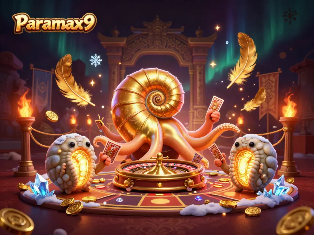 Experience thrilling gameplay in Paramax9 casino with our stunning roulette nautilus and vibrant gold decor.