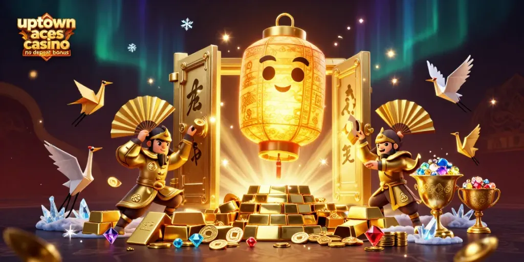 Experience the thrill with uptown aces casino no deposit bonus in vibrant casino-themed illustration.