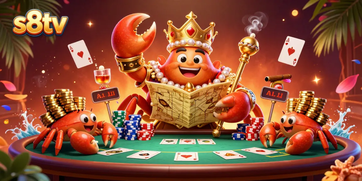 Engage in thrilling sports action with s8tv as the golden crab king presides over a vibrant poker scene.