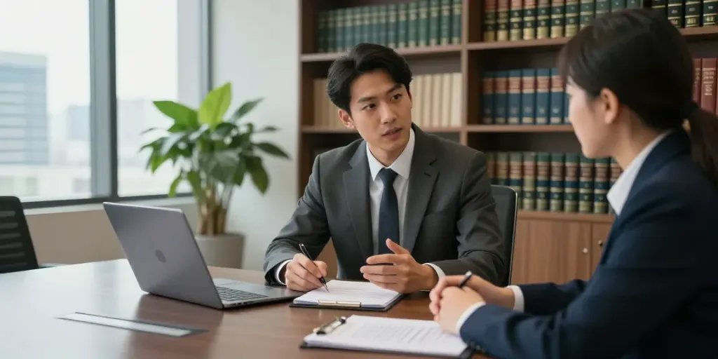 Lead Roedl delivering expert legal consultation in a modern office.