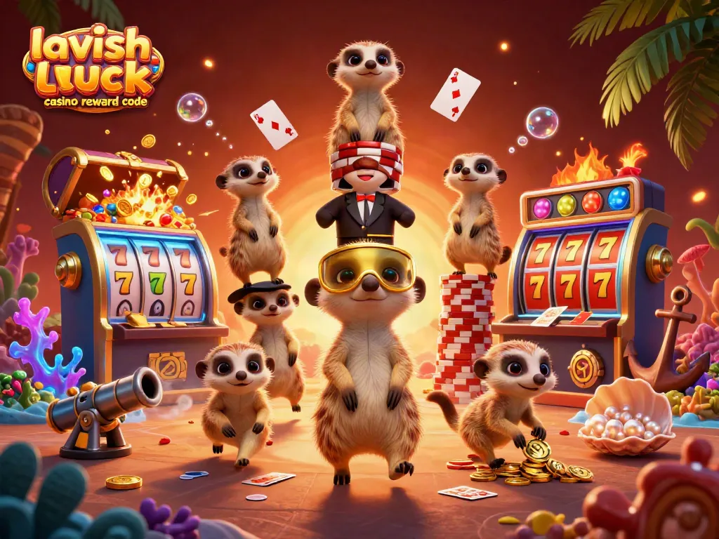 Experience the thrill of the lavish luck casino reward code in a vibrant meercat casino scene.