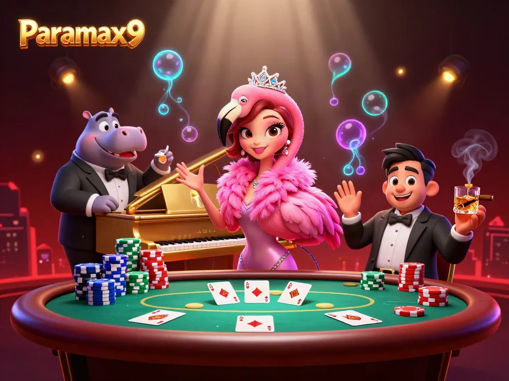 Experience dynamic gameplay at Paramax9 casino with vibrant characters and engaging game elements in a lively atmosphere.