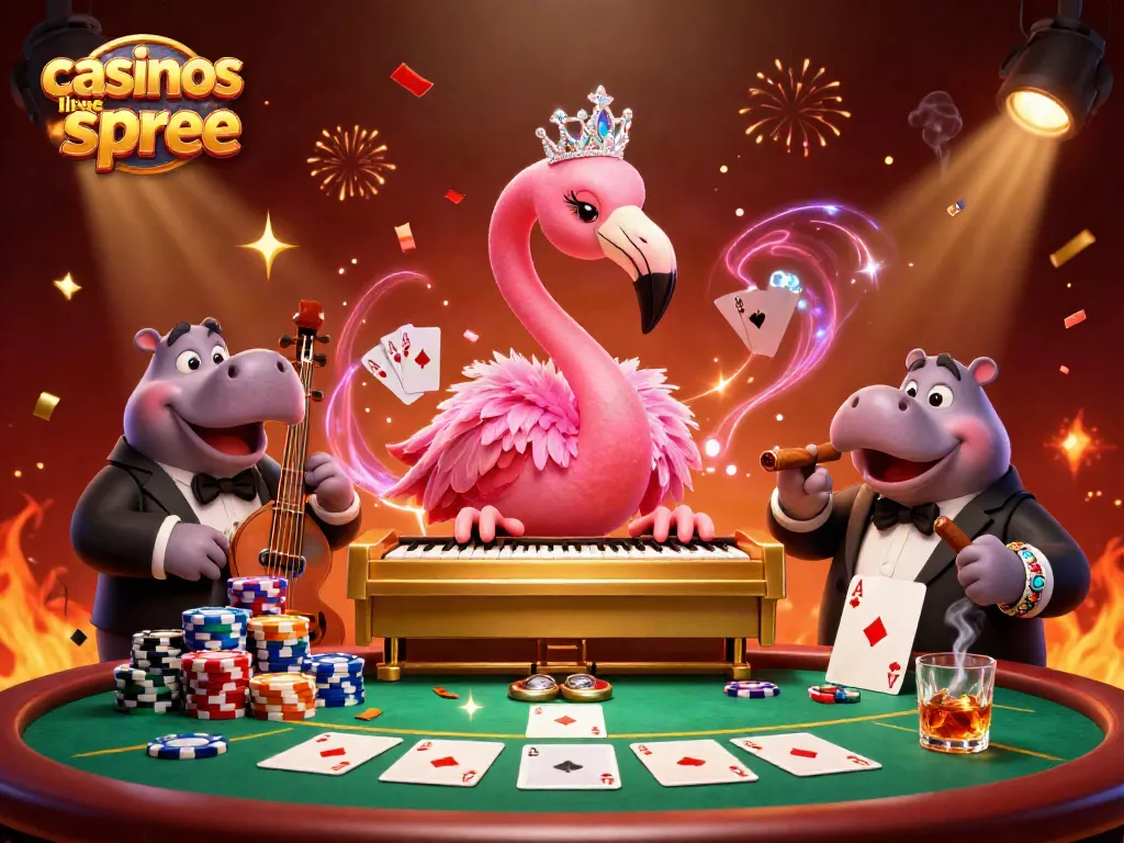 Play exciting games like spree at colorful casinos, featuring lively characters and poker elements.