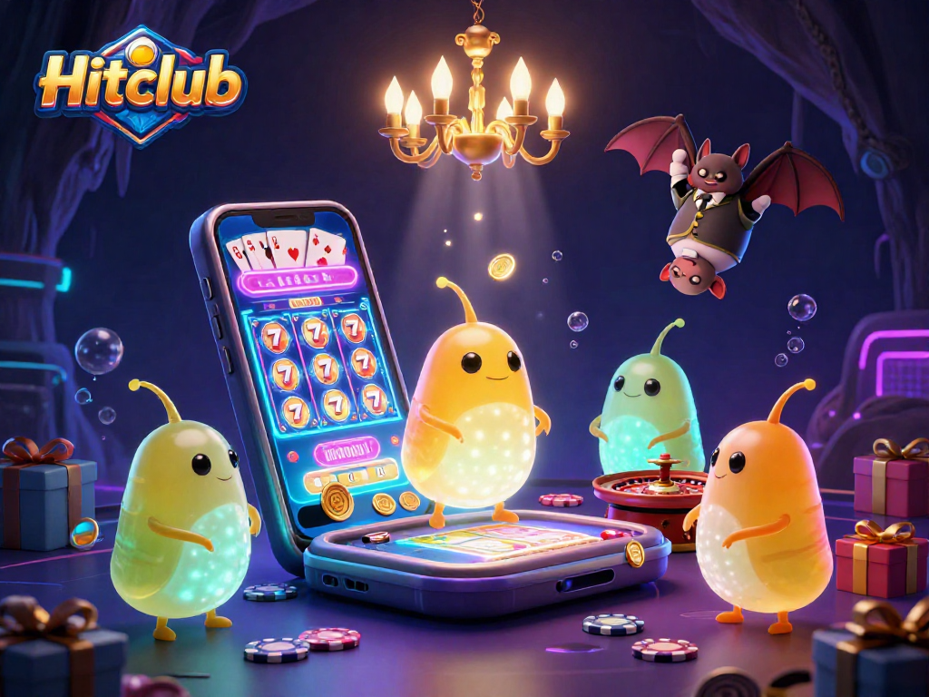 Join the excitement at Hitclub with vibrant glowworms illuminating a colorful cave casino.