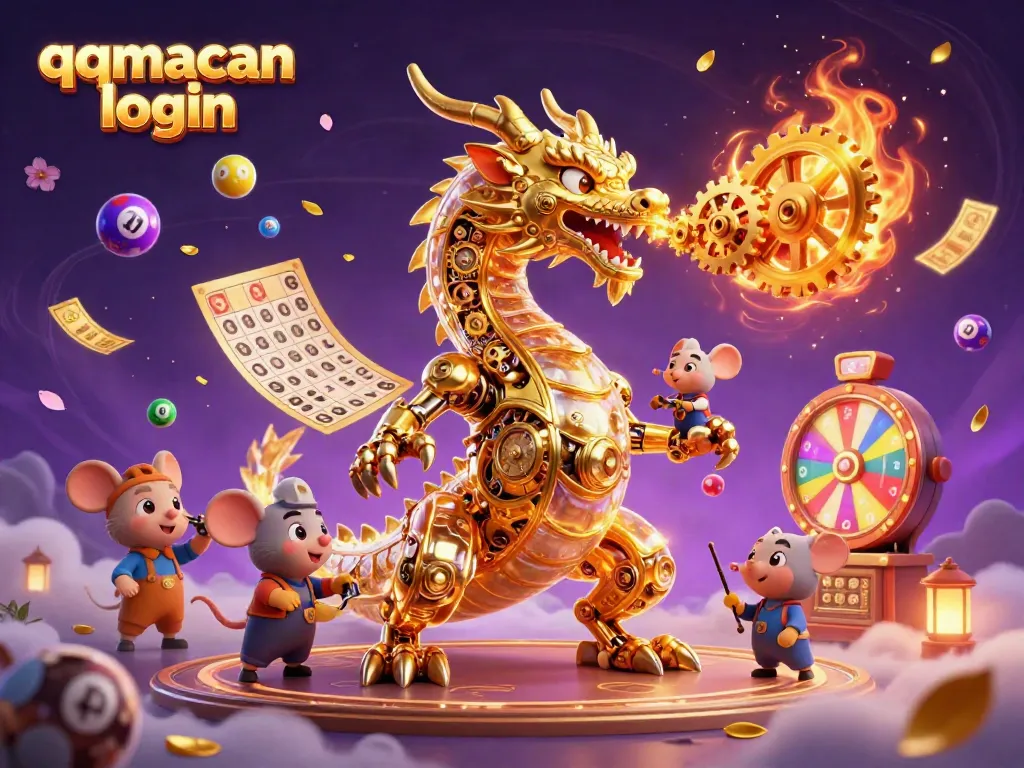 Experience thrilling games at qqmacan login with colorful lottery elements and a dynamic dragon.