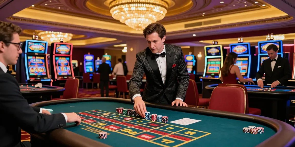 High-energy gaming scene at a casino featuring lucky77 betting on roulette.