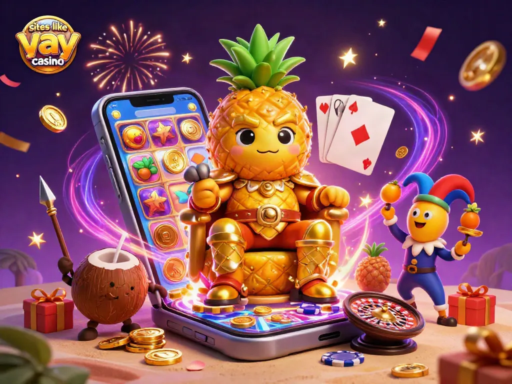 Engage with top sites like yay casino, featuring vibrant gaming elements like slot reels and energetic characters.