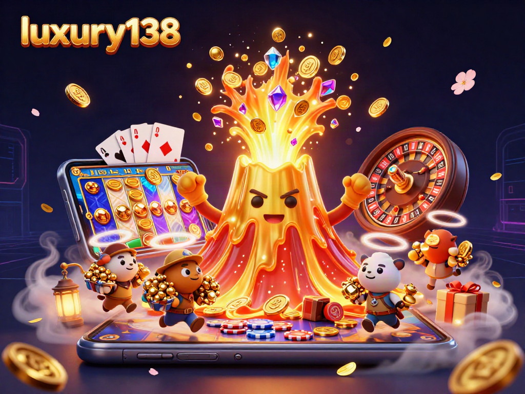 Luxury138 menghadirkan permainan kasino dalam ilustrasi 3D penuh gemerlap dan keberuntungan.