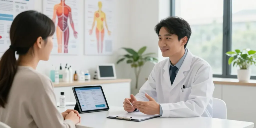 Consultation on how expensive are peptides in a modern wellness clinic with healthcare expert.