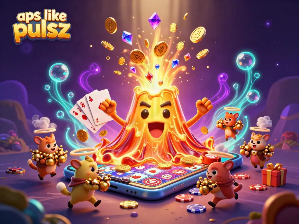 Engage with apps like pulsz through thrilling slot gameplay and vibrant casino action in a dazzling scene.