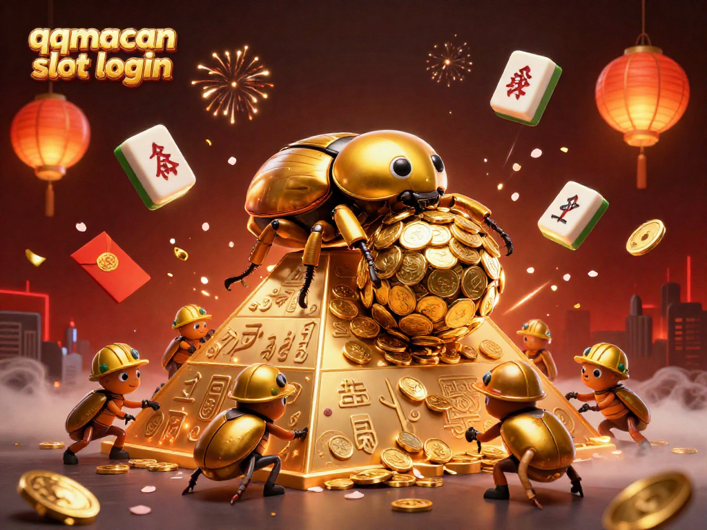 Engage with qqmacan slot login through vibrant 3D casino-themed art showcasing dynamic gameplay elements.