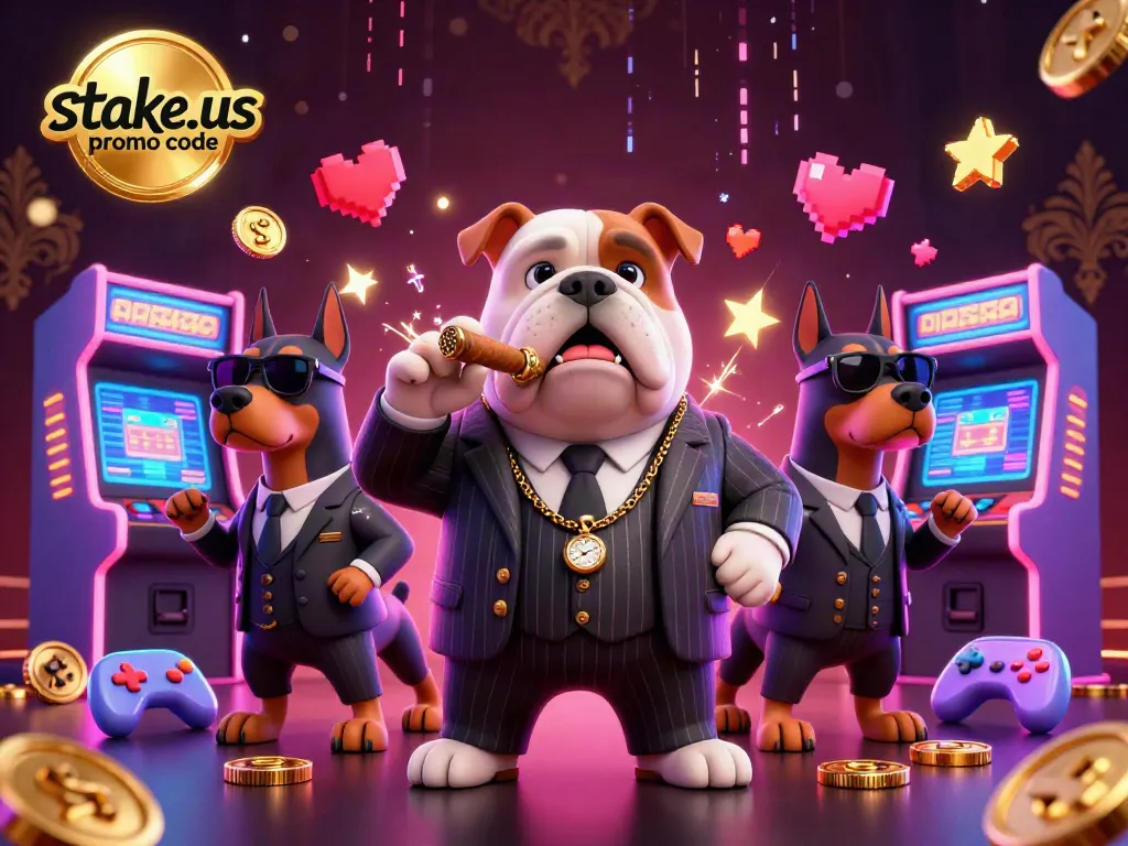 Engage in thrilling gameplay with stake.us promo code offering vibrant casino-themed 3D characters and elements.