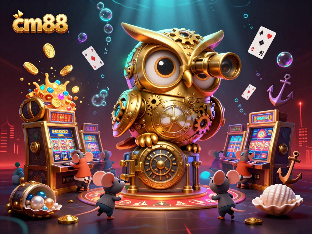 Experience exciting gaming action at cm88 with dynamic 3D illustrations of casino elements.