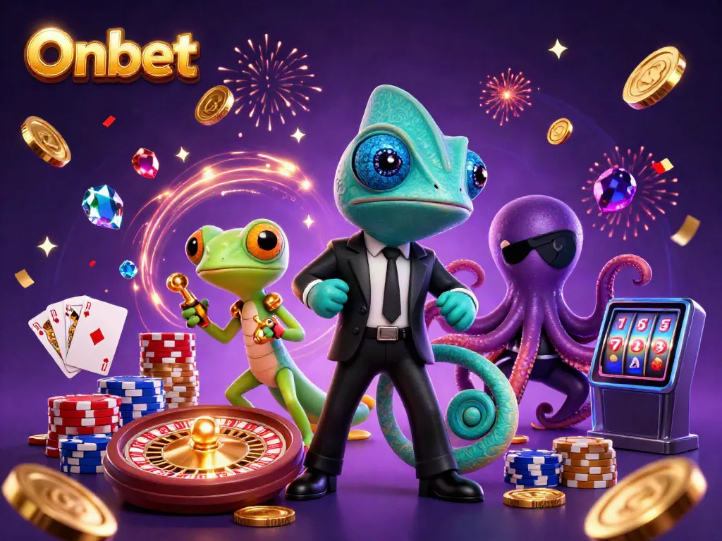 Experience thrilling gaming with Onbet featuring colorful characters and casino elements