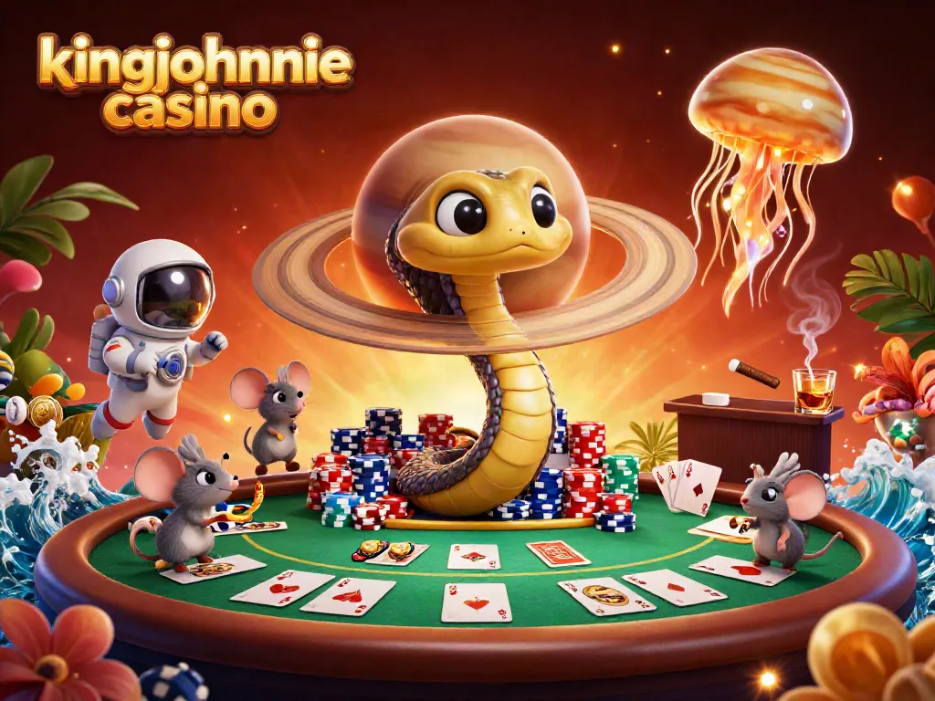 Experience thrilling action at kingjohnnie casino with cartoon characters betting on a roulette-themed galaxy.