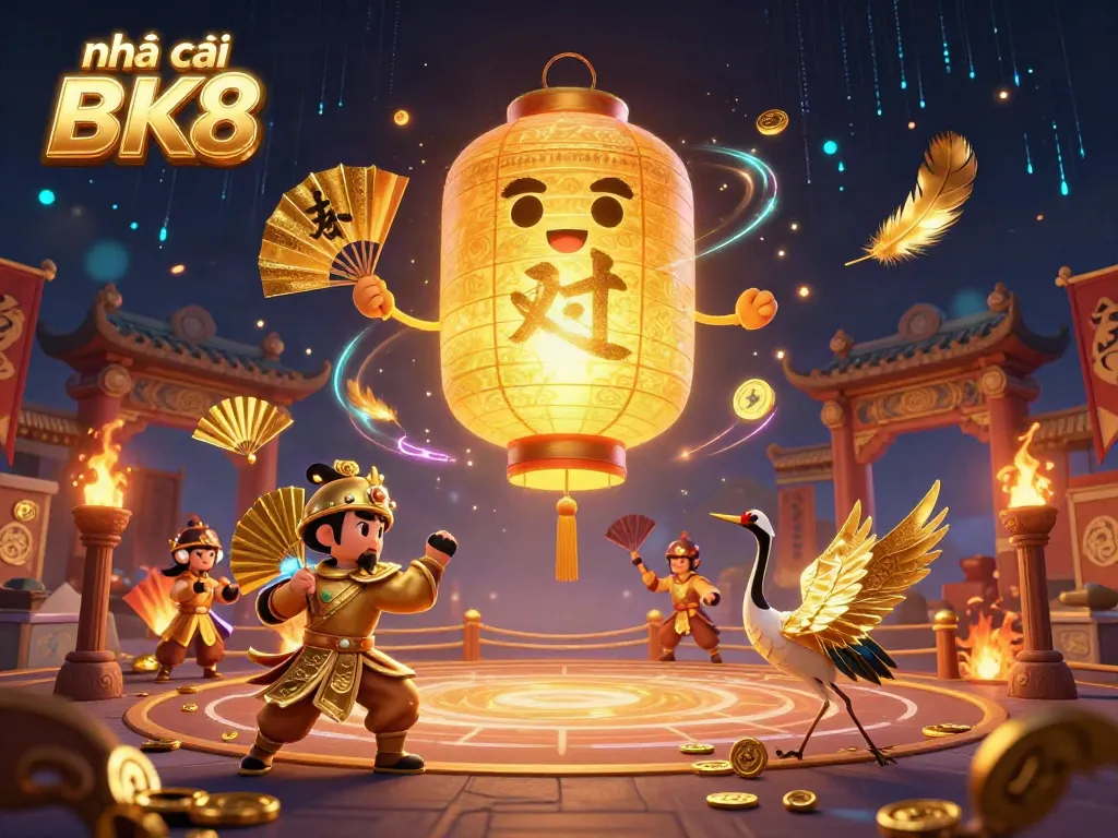 Experience excitement with nhà cái BK8's vibrant casino scene showcasing unique characters and gaming elements.