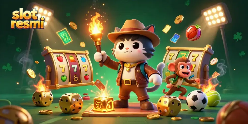 Engage with thrilling slot resmi gameplay featuring an explorer cat and a monkey companion.