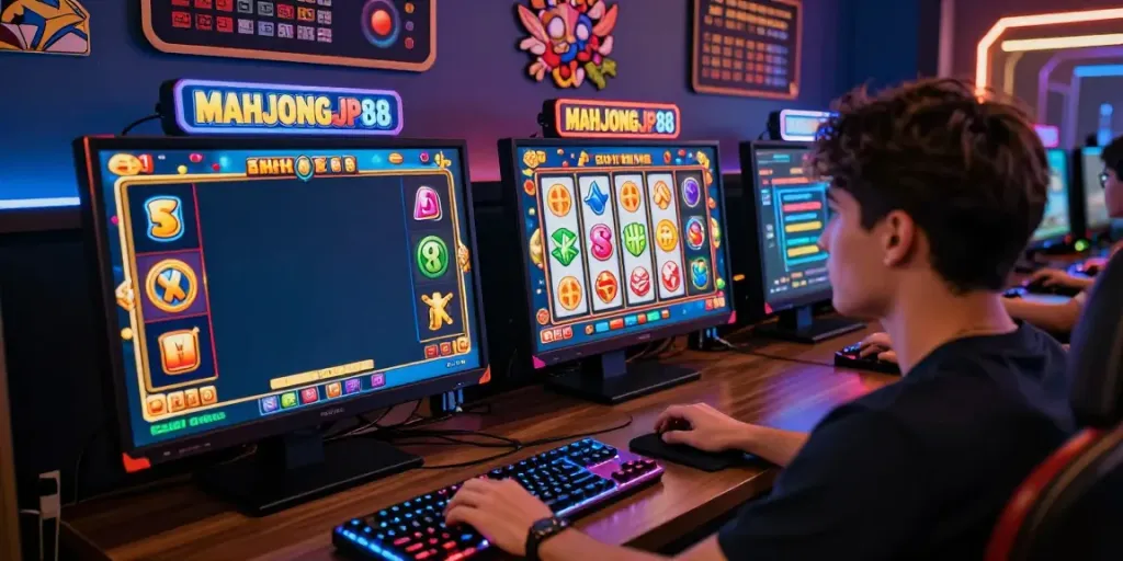 Exciting Slot MAHJONGJP88 gaming scene with vibrant graphics and player engagement