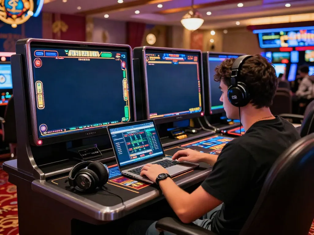 Trải nghiệm chơi game online với vvwin tại một casino điện tử đầy màu sắc.