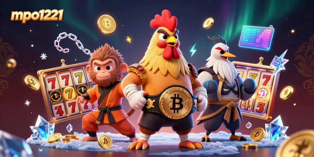 Experience winning moments on mpo1221 with a fierce Muay Thai rooster and a Shaolin monkey amidst slots.