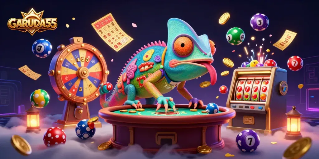 Spin the wheel and win at GARUDA55's thrilling casino, where luck meets vibrant game elements!