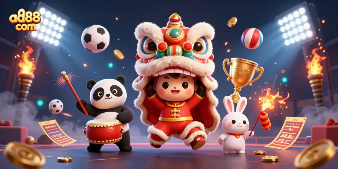Engage with ad88 com in thrilling gaming dynamics featuring festive characters and sports elements.